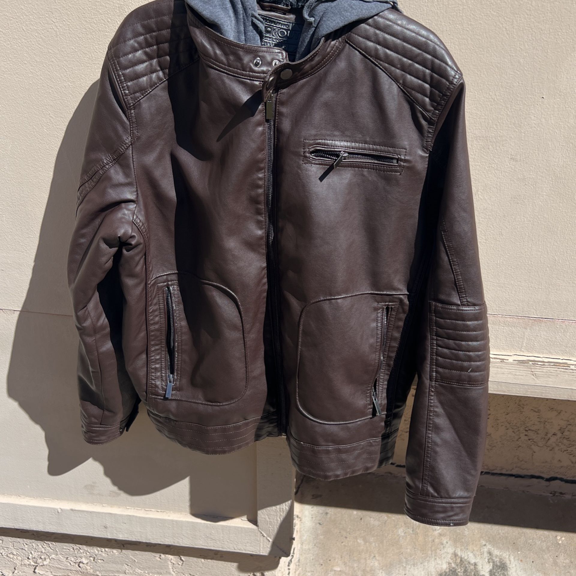 Large Hoodie Leather Jacket