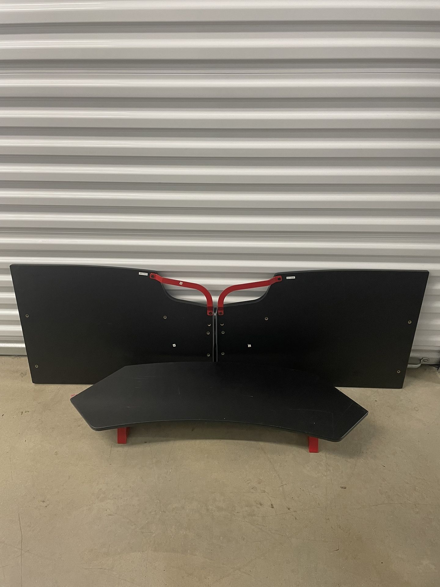 Red and Black L-Shaped Gaming Desk