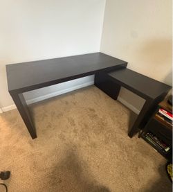Black Desk with Pull-Out Panel