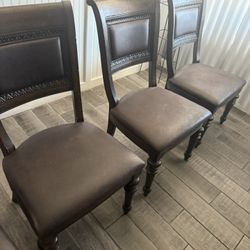 4 Dark Brown Dinning Chairs OBO