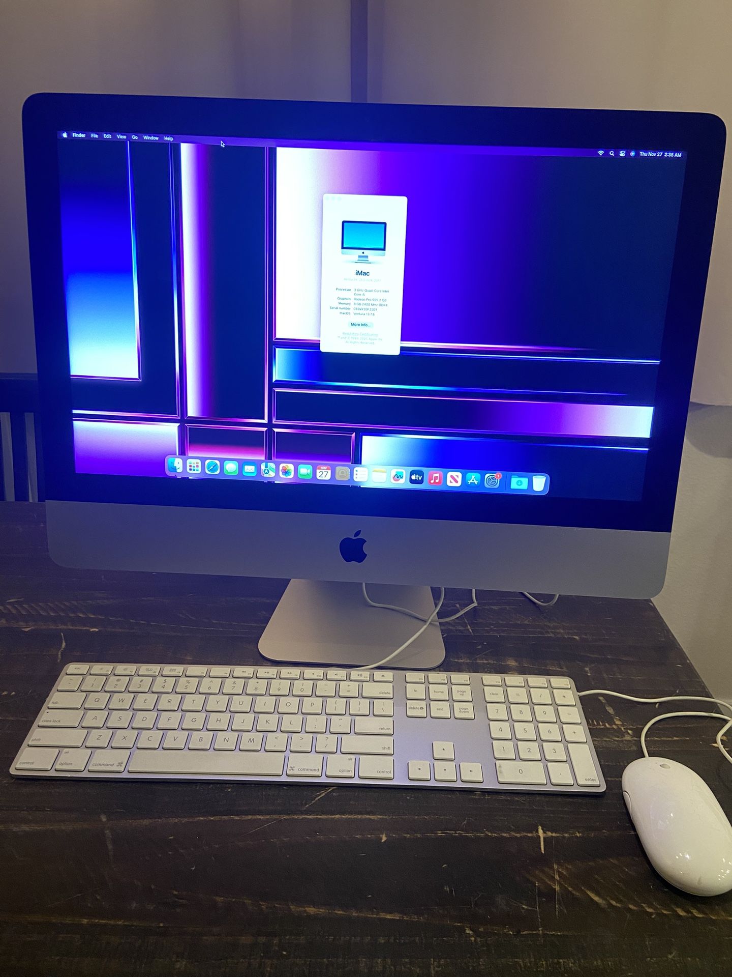2017 Apple iMac 21.5-inch Retina 4k Display 3ghz Intel Core I5 8gb Ram 256gb Ssd Small Crack On outside Works Great