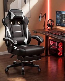 New Heavy Duty Gaming Chair 350lb Racing Style Computer Chair, Ergonomic Executive Office Chair High Back with Lumbar Support and Recliner, White  New