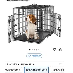 DUMOS Dog Crate, 36 Inch Medium Double Door Dog Cage with Divider Panel and Plastic Leak-Proof Pan Tray, Folding Metal Wire Pet Kennel for Indoor, Out