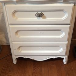 White Wood Dresser And End Table 