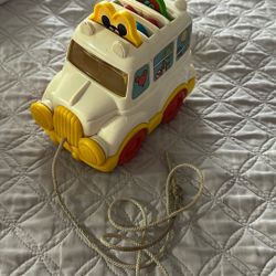 Vintage Mickey Mouse Pull String Car Toy Minnie Donald Pop Up Disney 