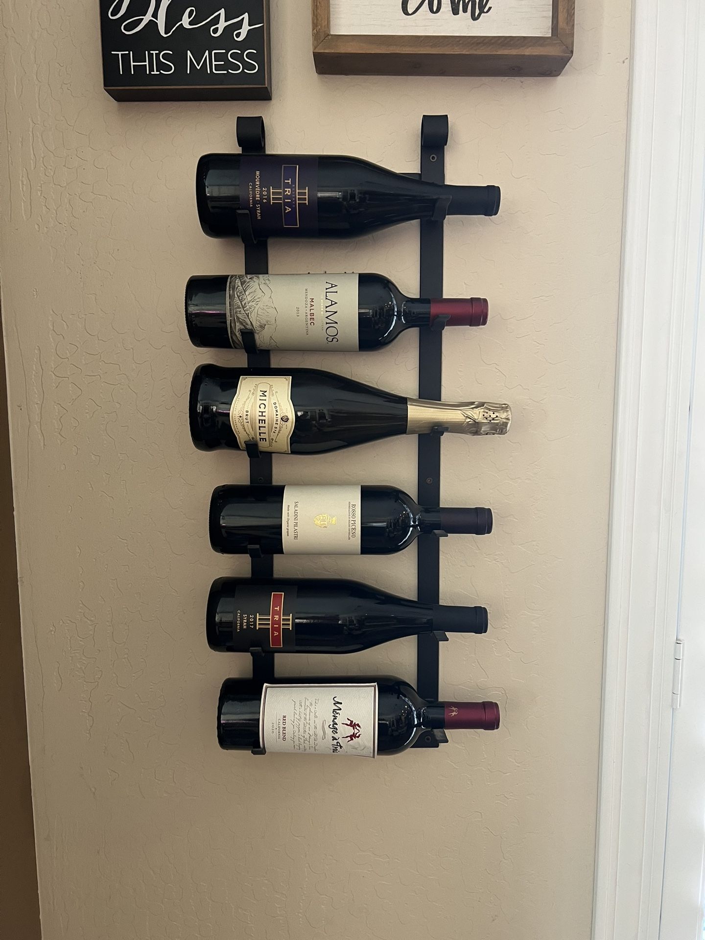 Six Bottle Wall Mounted Wine Rack