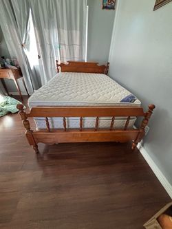 Full Size Mattress & Wooden Bed Frame – $150 obo