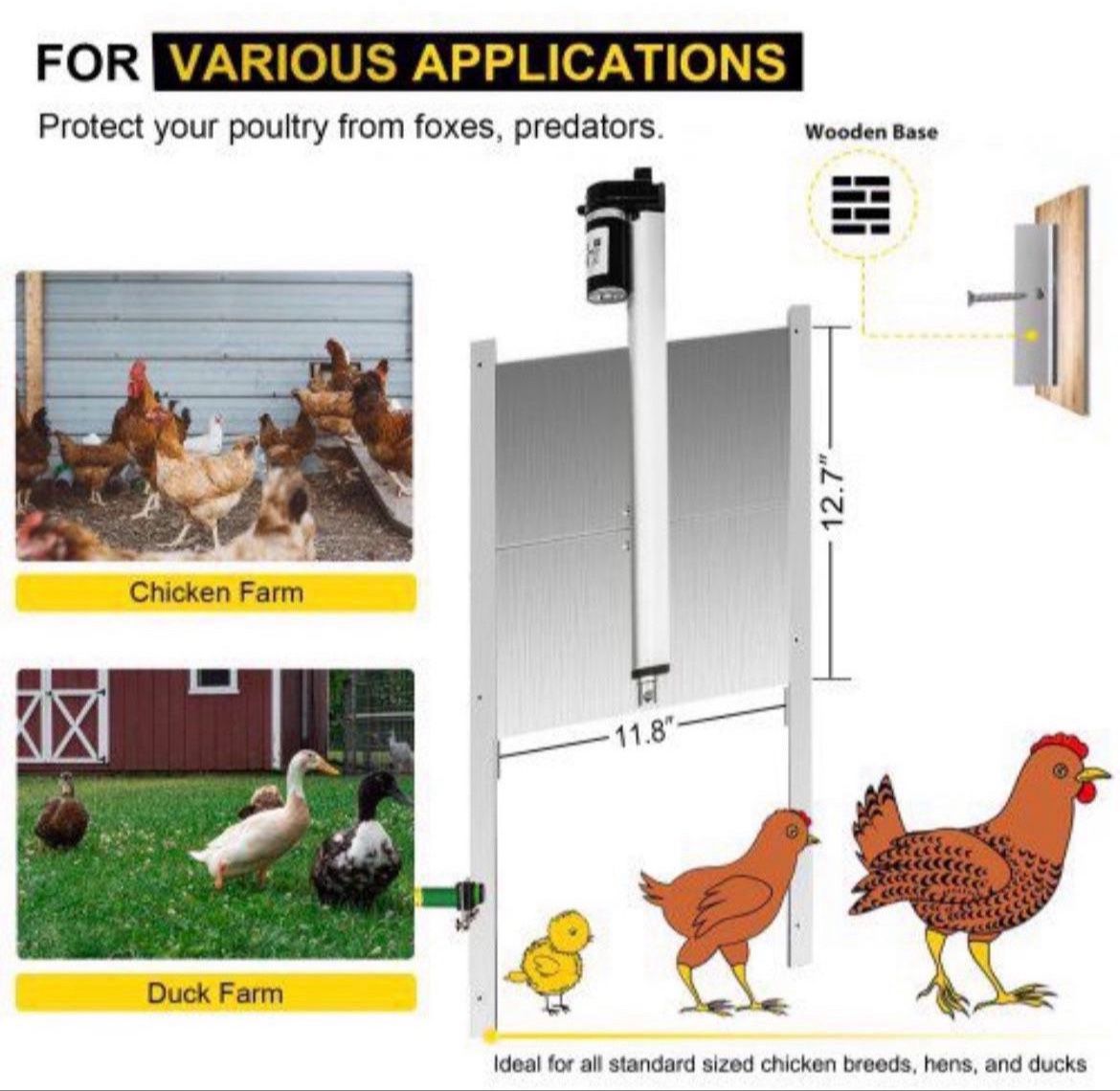 Kits Infrared Sensor Automatic Chicken Coop Door Opener, 1 Count