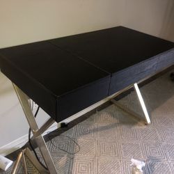 OSP Home Furnishings Andrea Powered Black And Gold Home Office Desk