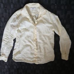Uniqlo Premium Linen Long Sleeve Shirt Size S Yellow