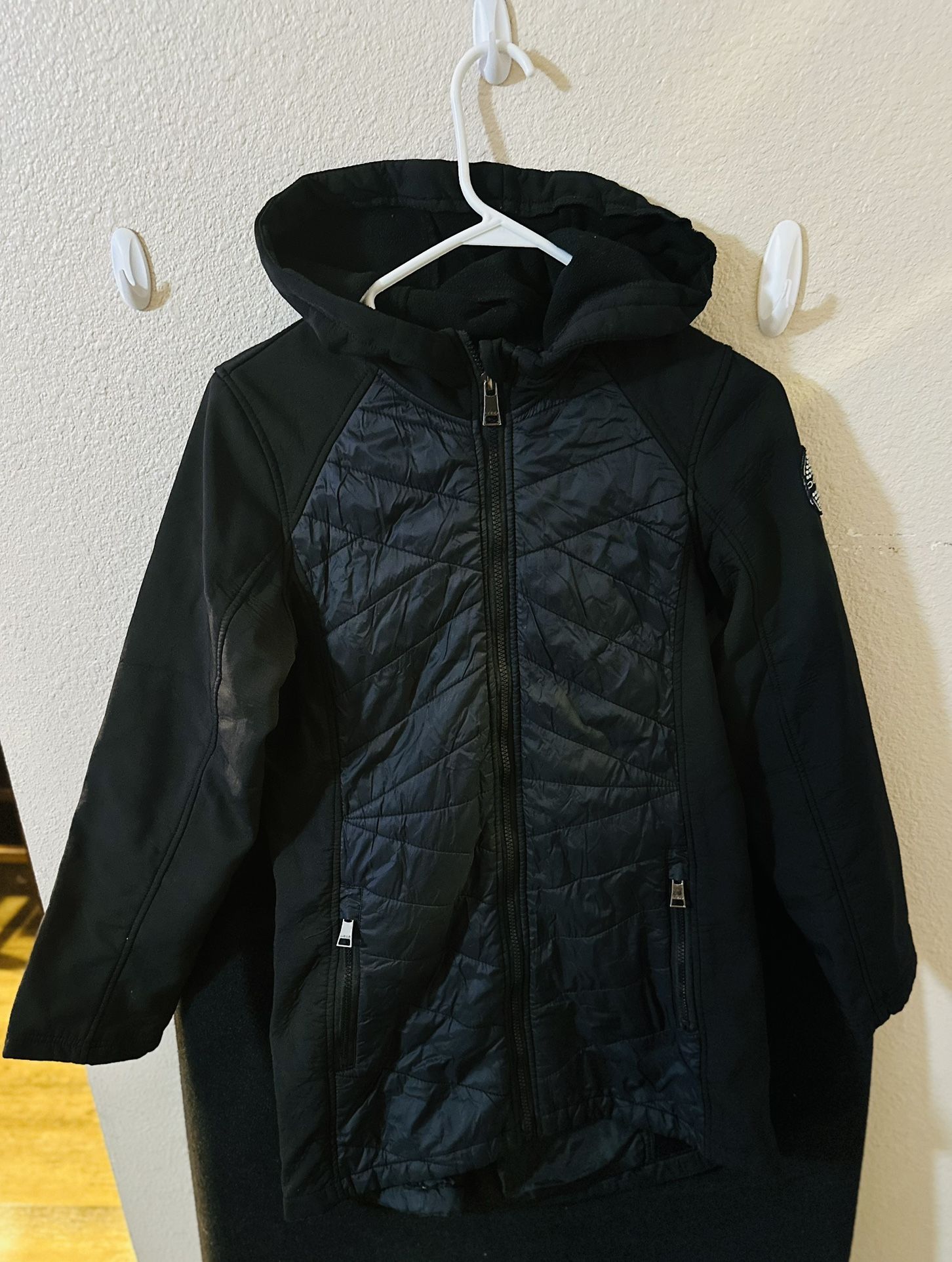 Bebe Sport Women's Quilted Puffer Black Fleece Trench Jacket Size Medium