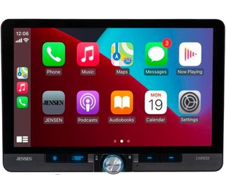 Jensen CAR1013 10.1" Single/Double DIN Digital Multimedia Receiver with Wireless Android Auto, Apple CarPlay and Backup Bullet Camera