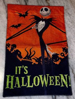 New Disney Nightmare Before Christmas Jack Skellington Halloween Burlap Garden Flag 12 by 18 Inches