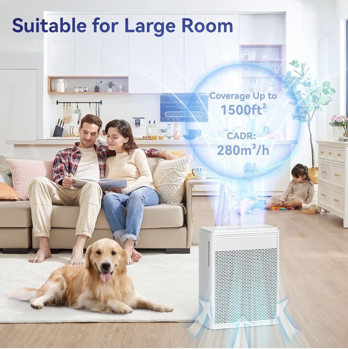 Air Purifiers for Home Pets Covers Up to 1500 Sq Ft,H13 Hepa Filter with Washable Pre-Filter