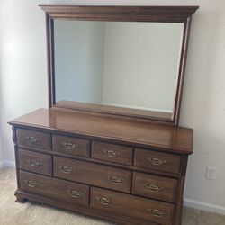 Solid Wood Dresser With Mirror