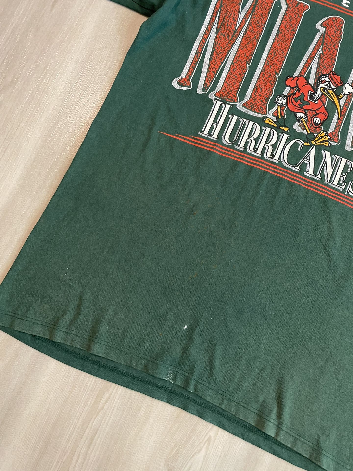 Vintage 1991 University of Miami Hurricanes T-Shirt Size XL