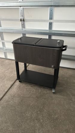 Rolling Patio Cooler Cart with Bottom Shelf
