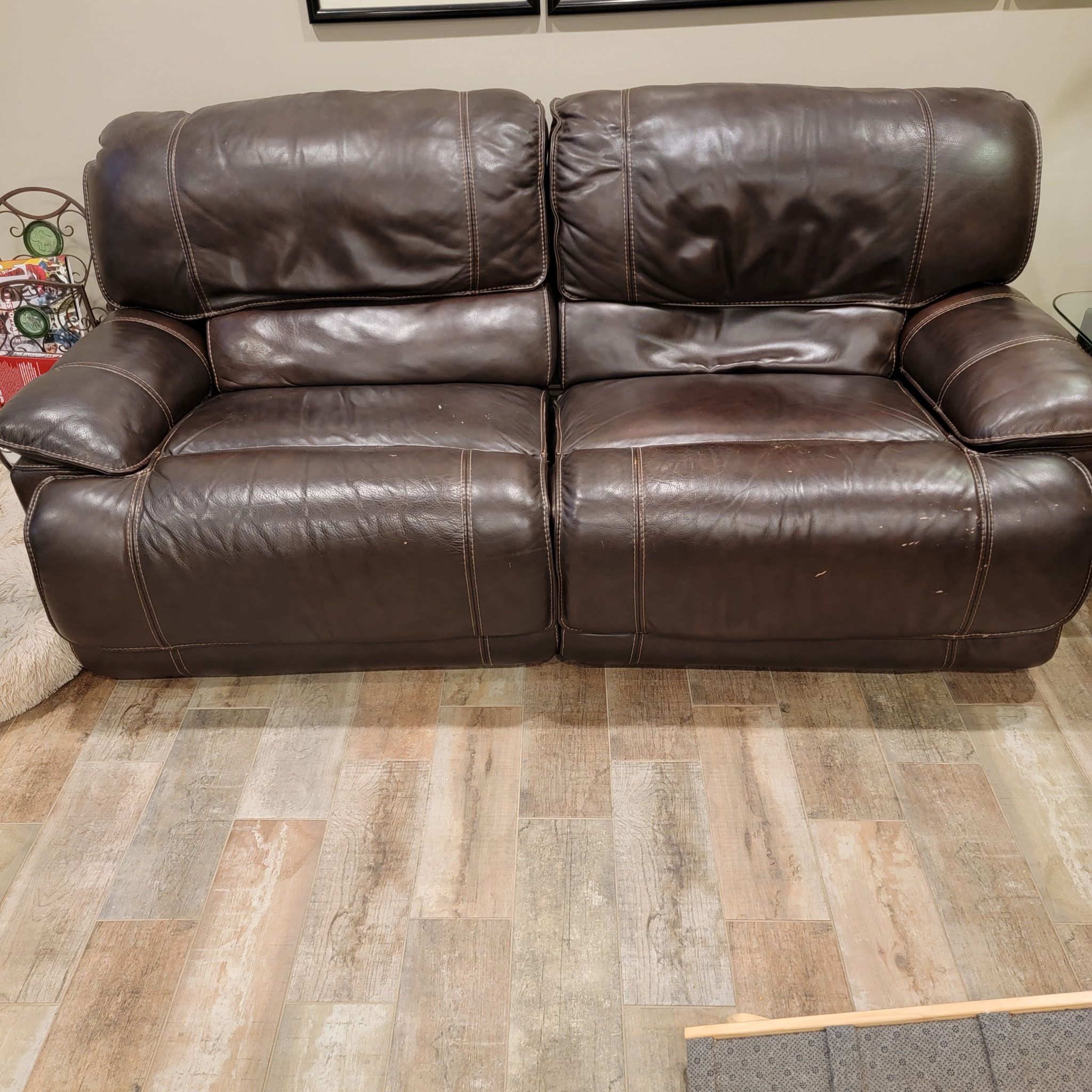 Leather Reclining Sofa and Recliner
