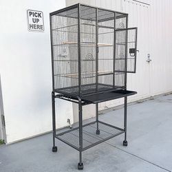 (NEW) $95 Large 53” Bird Cage for Parakeet Parrot Cockatiel Canary Finch Lovebird, Size 24x17x53”