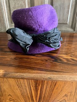 Price Drop - 22” Purple Wool Hat With Black Trim