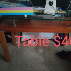 Wood And Glass Table $40