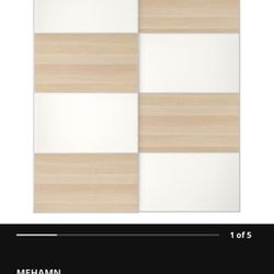 Ikea Pax Mehamn Skytta Sliding Doors Wardrobe 78 3/4” X 92 7/8” White Stained Oak Frames Panels Wardrobe Closet