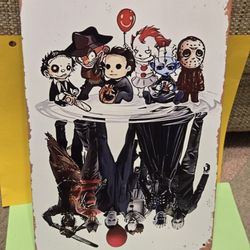 Horror Classic Killer Characters Sign Tin 8" X 12"