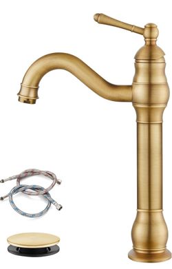 Brushed Gold Single Handle Vessel Sink Faucet