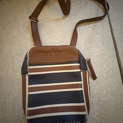 Tommy Hilfiger brown & blue striped bag