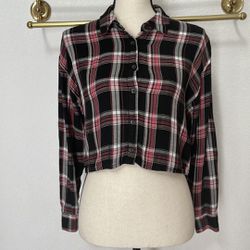 NWOT: Forever 21 Cropped Western-Inspired Plaid Shirt