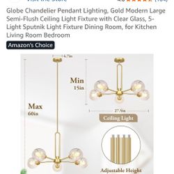 5 Light Chandelier/ Gold /NEW