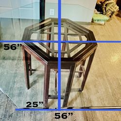 Hexagonal Glass Dinning Table with 4 Matching Chairs by Ethan Allen