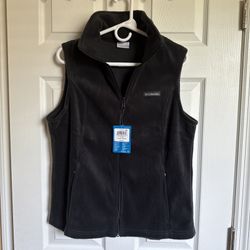 Columbia Benton Springs Charcoal Grey Fleece Zip Up Vest Womens Size Large NWT