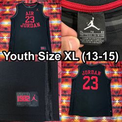 Air Jordan Jersey Youth Size XL (13-15) Black Red Michael Jordan #23 Stitched