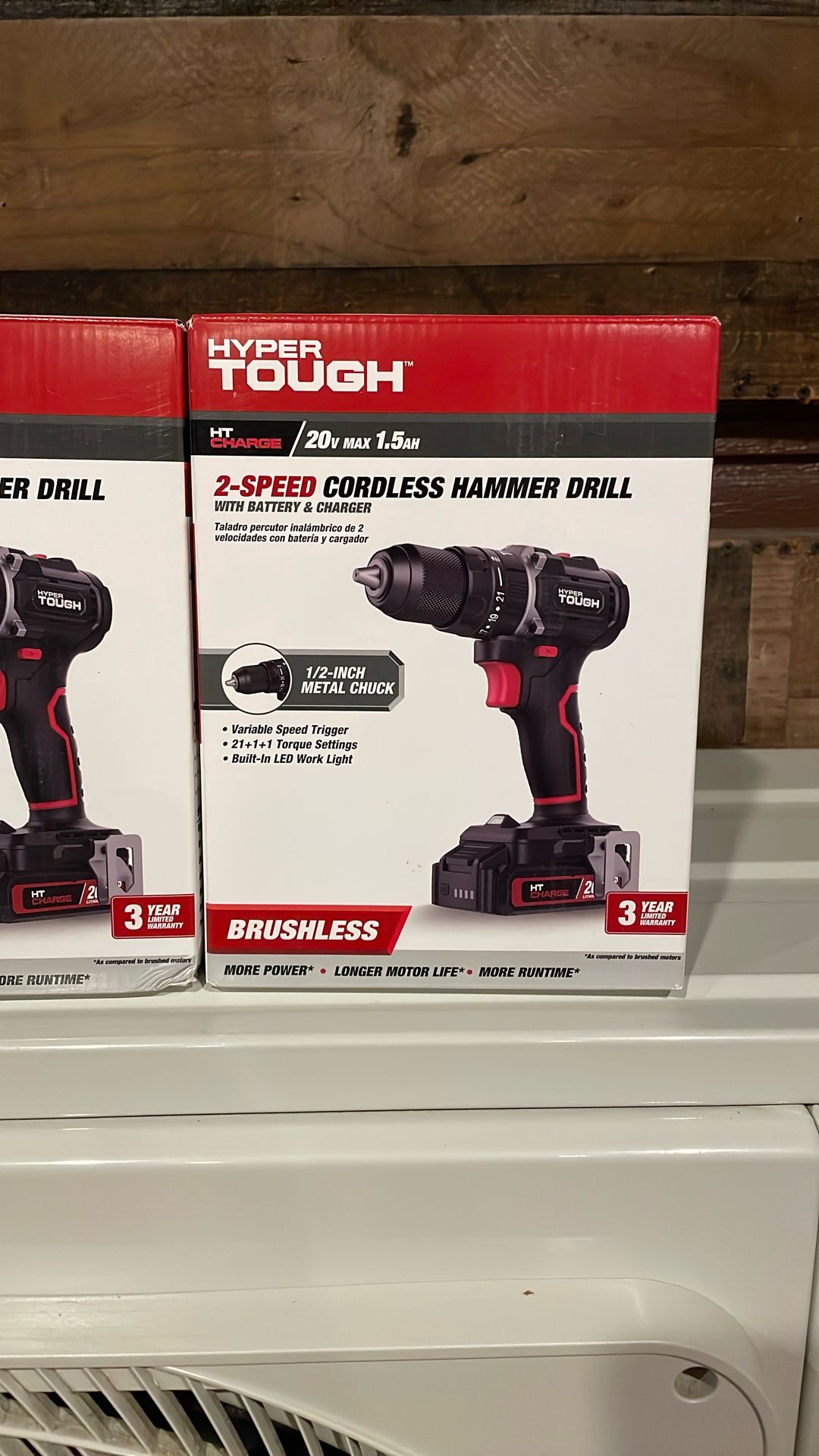 BRUSHLESS HYPER TOUGH - 20V Max Brushless 2-Speed Cordless Hammer Drill with 1.5Ah Lithium-lon Battery and Charger