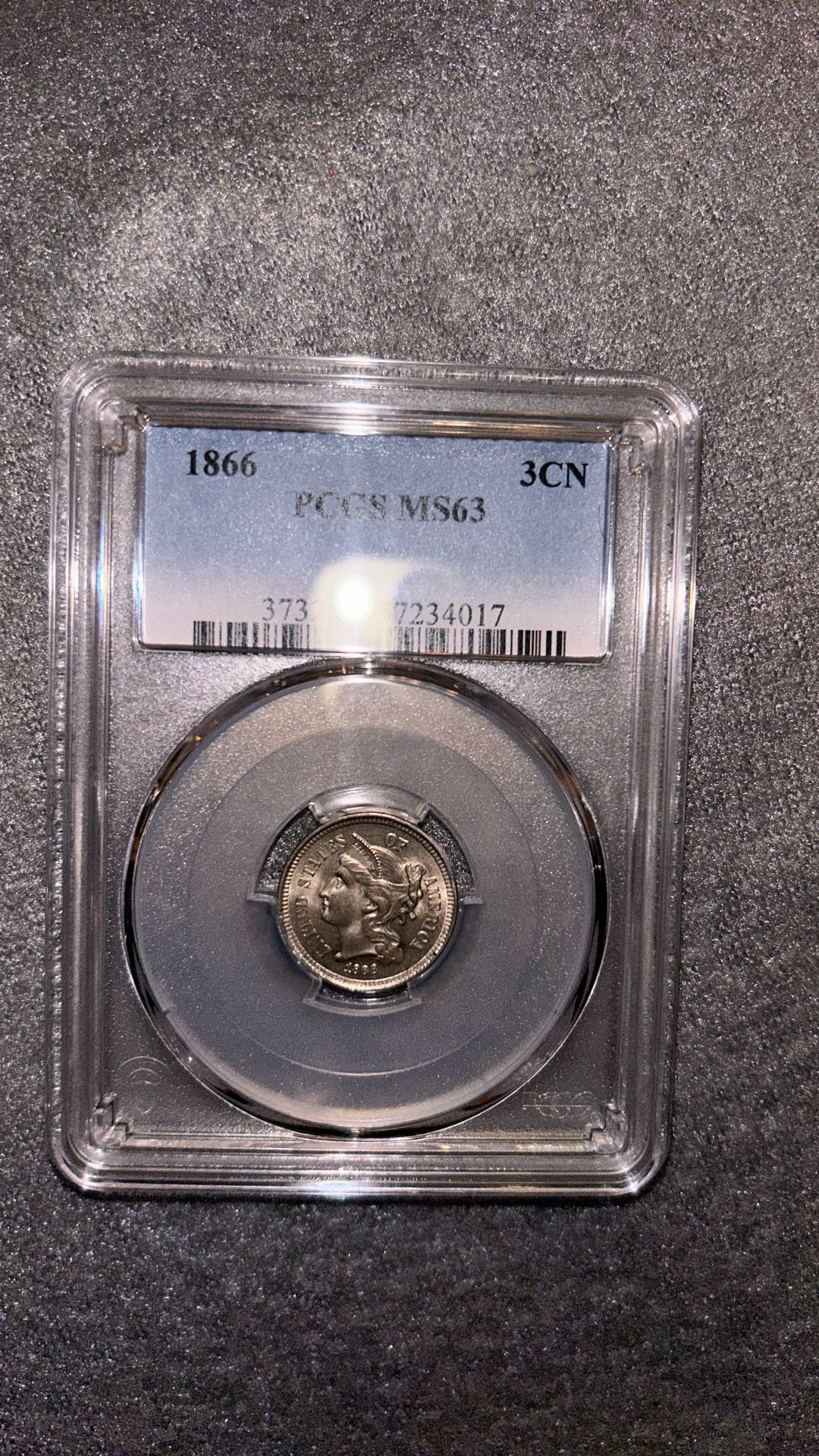 1866 Three Cent PCGS MS63 RARE 159 Years Old OBO.