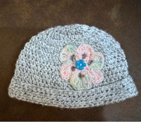 Homemade crochet hat newborn to three months