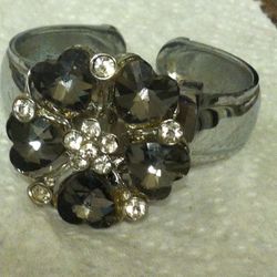 AXIE Black Hearts Bracelet w/ Hiding Watch Open Bangle