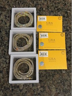 3 Moissanite Tennis Necklaces - GRA Certified - 4MM - 925 Sterling Silver