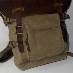 Canvas Leather Camera/laptop Tactical Bag 