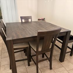 Solid Wood Counter-Height Dining Set – 54” x 54” w/ Leaf – $275 OBO