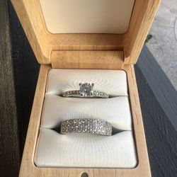 Sterling Silver Ring Set with CZ Stones – Size 20 (US 10) – Marked 925