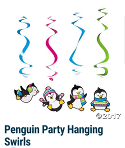Penguin Spiral Decorations 12 pc.