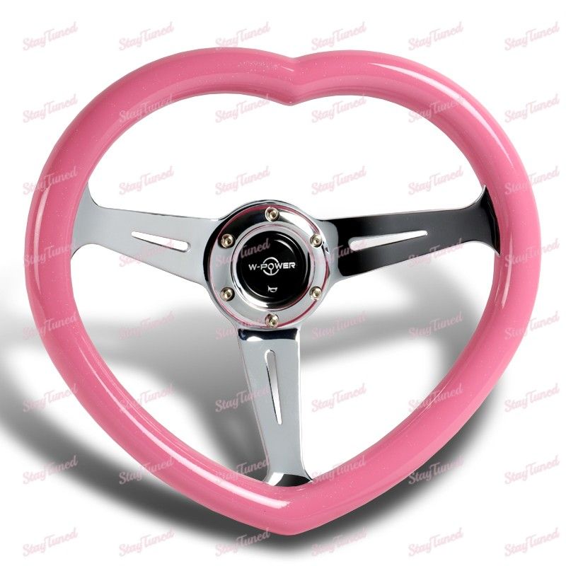 JDM Pink Heart Shaped Racing Steering Wheel Universal Car ABS Steering Wheel New -(3-SW-HEART-PINK