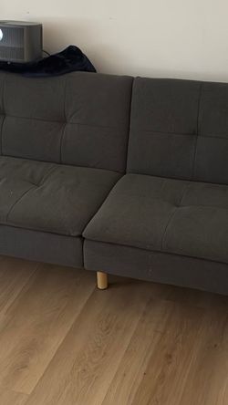 Grey Tufted Futon Sofa Bed