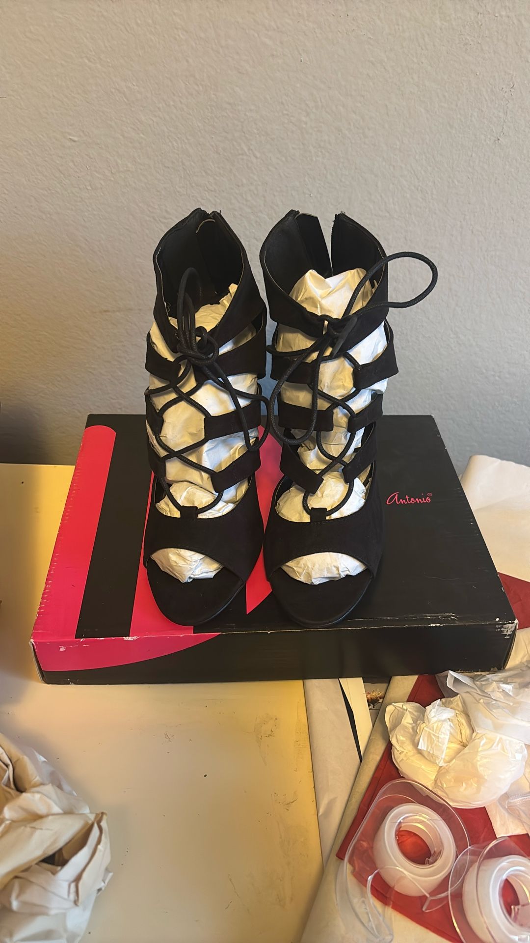 Microfiber high heels