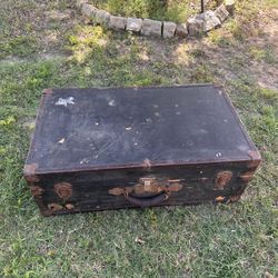 Vintage/Antique Wooden Chest With Two Hangers