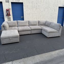 Modular Sectional 6-piece Beige with Storage Ottoman