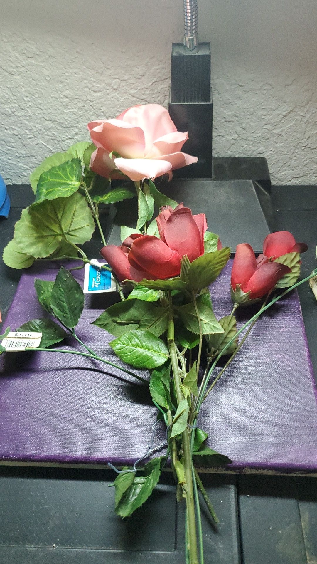 Lot of nine artificial Boutique roses