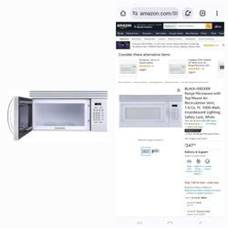 BLACK+DECKER Range Microwave with Top Mount Air Recirculation Vent, 1.6-Cu. Ft. 1000-Watt